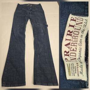 Prairie Underground Jeans 26 Low Rise Straight Dark Moto Utility Organic Cotton